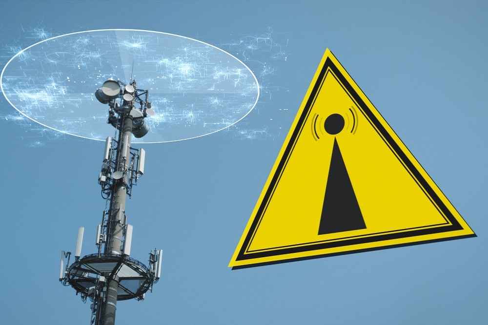 The,Emf,Warning,Sign,And,A,5g,Tower,Causing,Radiation