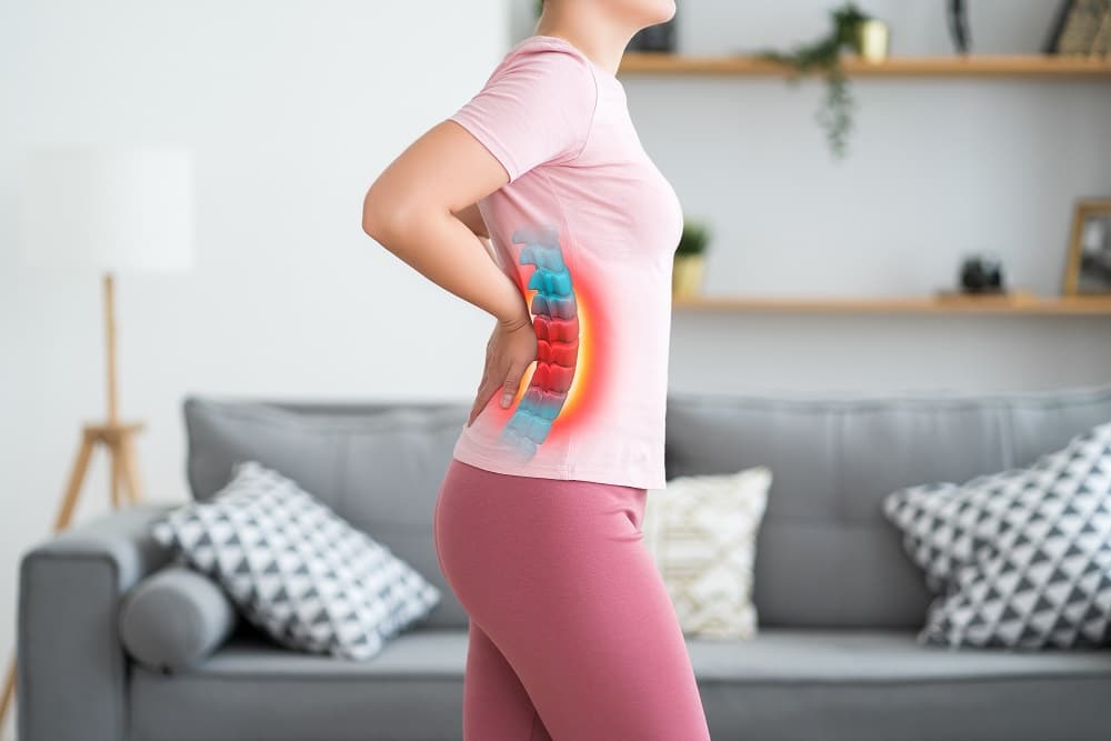 Lumbar,Intervertebral,Spine,Hernia,,Woman,With,Back,Pain,At,Home,
