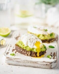 Avocado,Toast,With,Poached,Egg,On,White,Background.,Healthy,Breakfast