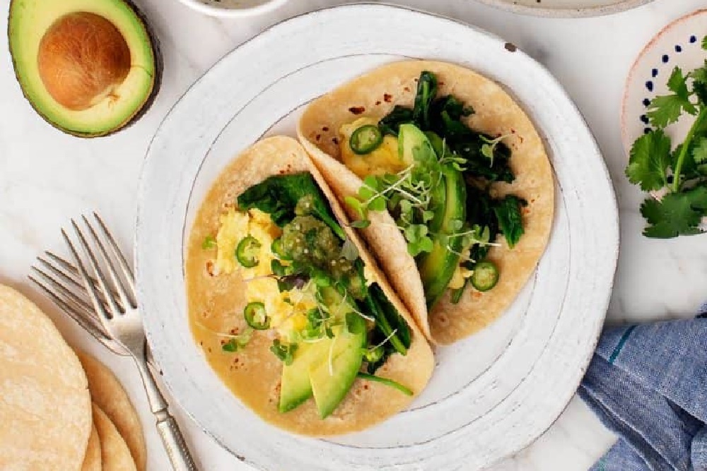 Avocado Tomatillo Breakfast Tacos