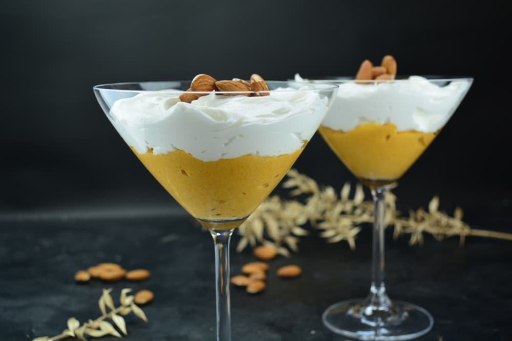 Chai Chai Pumpkin Pie Parfaits with Banana Coconut Whip