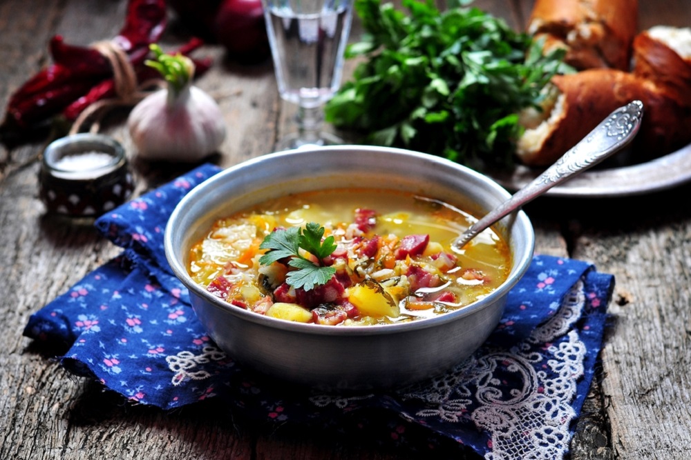 Roasted Red Pepper and Squash Soup with Chickpeas