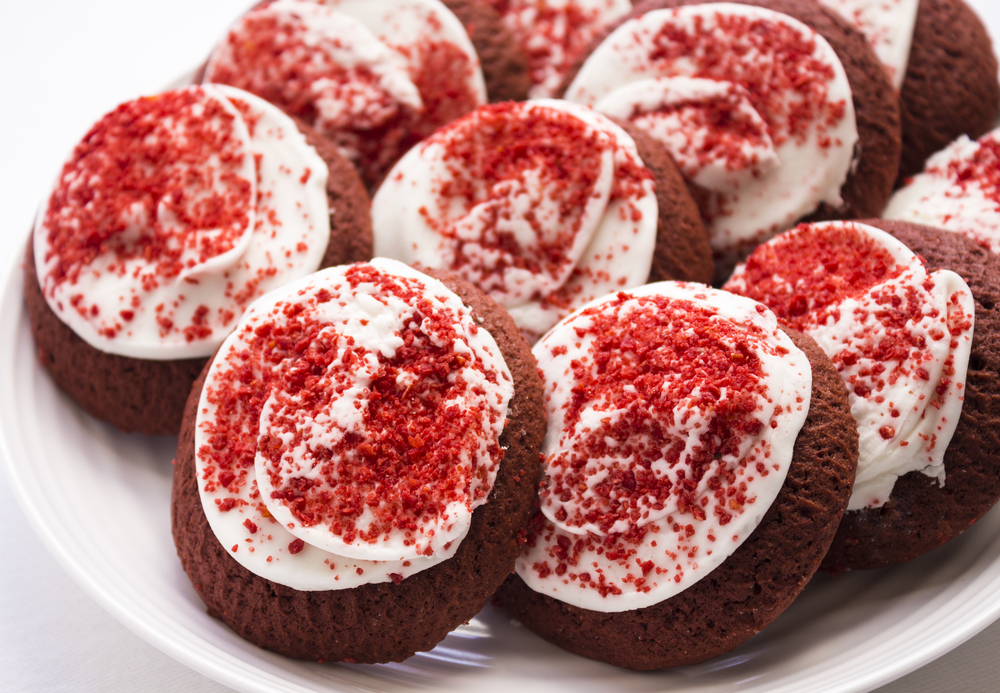 Red Velvet Cookies with White Frosting