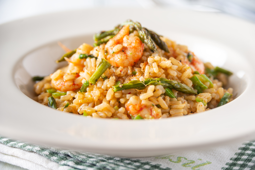 One Pot Risotto with Shrimp & Asparagus