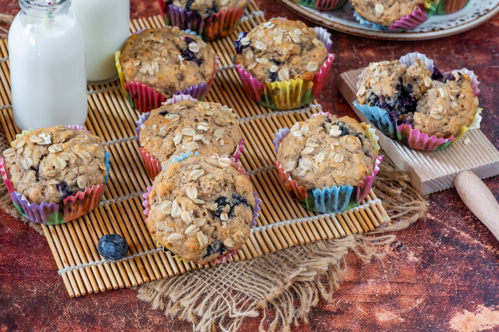 Banana Blueberry Oatmeal Muffins